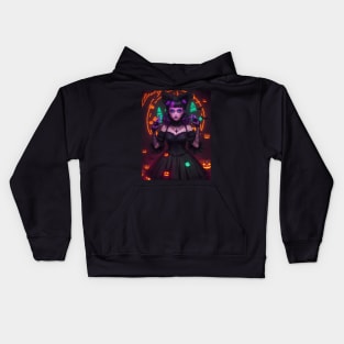 Halloween Spooky Neon Black Magic Witch Kids Hoodie